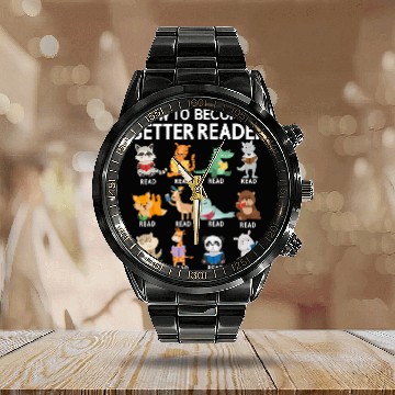 Discover Reading Teacher How to Become a Better Reader Book Lover Calendar Steel Band Watch