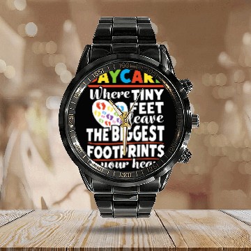 Discover Daycare Teacher Appreciation Tiny Human Childcare Provider Calendar Steel Band Watch