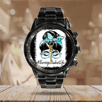 Discover Nursing Student Messy Bun Bleached World Health Day Calendar Steel Band Watch