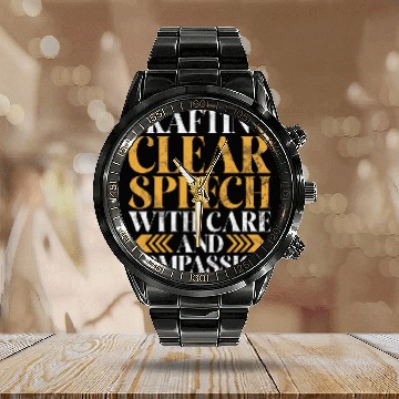 Discover Crafting clear Speech with care compassion Speech Therapy Calendar Steel Band Watch