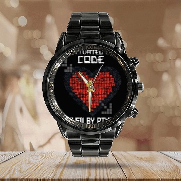 Discover Motivated By Code Driven by Pixel Programmer Data Analyst Calendar Steel Band Watch