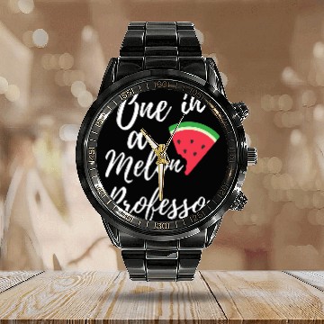 Discover One In A Melon Dedicated Professor Funny Watermelon Design Calendar Steel Band Watch
