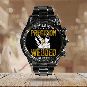 Discover Crafted With Precision Welded With Passion Funny Ironworker Zip Calendar Steel Band Watch