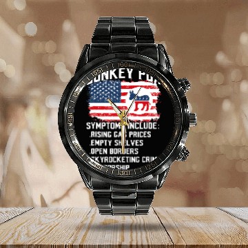 Discover Donkey Pox Conservative Republican antis Biden Donkey Pox Calendar Steel Band Watch