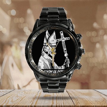 Discover Religion Is Poison Pope Gothic Horror Satan Edgy Calendar Steel Band Watch