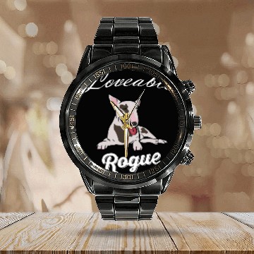 Discover Loveable Rogue Bull Terrier 359 Baseball Tees Calendar Steel Band Watch