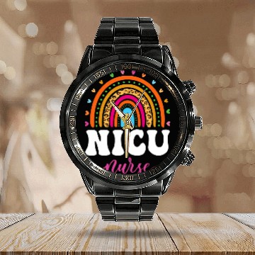 Discover NICU nurses Neonatal Nursing Care Boho Rainbow NICU nursess Calendar Steel Band Watch