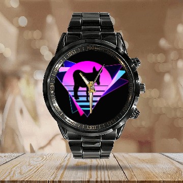 Discover Donkey Silhouette Retro 80s Vaporware Calendar Steel Band Watch