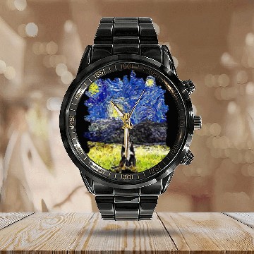 Discover Starry Night Impressionist Dog Art Bernese Mountain Baseball Tees Calendar Steel Band Watch