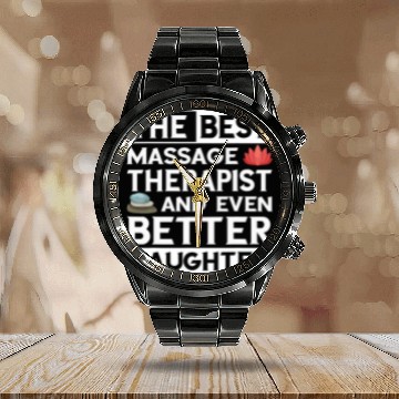 Discover Even Better Daughter Physical Therapist Massage Therapist Zip Calendar Steel Band Watch
