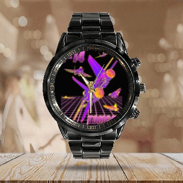 Discover F14 Tomcat Naval Fighter Jet 80s Retro Graphic 1 Zip Calendar Steel Band Watch