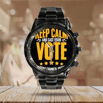 Discover Keep Calm and Cast Your Vote Student Council Class President 1 Baseball Tees Calendar Steel Band Watch