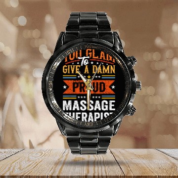 Discover Funny Retro Physical Therapy Proud Massage Therapist Zip Calendar Steel Band Watch