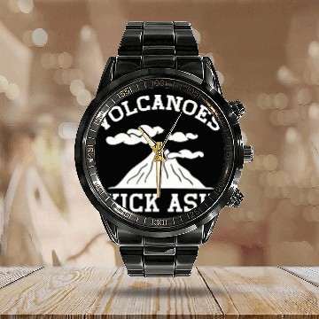 Discover Volcanoes Kick Ash 4 Calendar Steel Band Watch