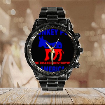 Discover Donkey Pox The Disease Destroying America Biden Calendar Steel Band Watch
