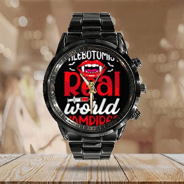 Discover Vampire Blood Draw Funny Phlebotomy Technician Phlebotomist Baseball Tees Calendar Steel Band Watch