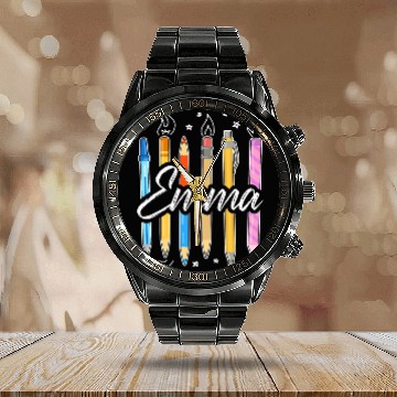 Discover EMMA Personalized Name For School Teacher Student Boy Girl Calendar Steel Band Watch