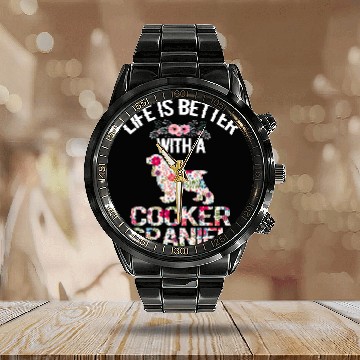 Discover Dog Cocker Spaniel lover gifts idea life is better with Cocker Spaniel7 Calendar Steel Band Watch