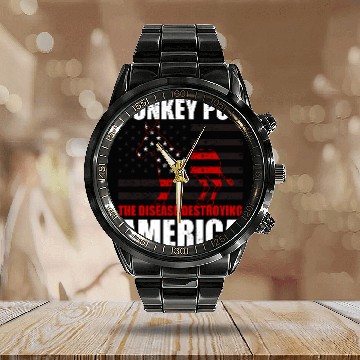 Discover Donkey Pox The Disease Destroying America Funny Baseball Tees Calendar Steel Band Watch
