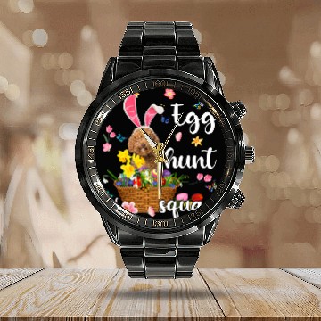 Discover Labradoodle Happy Easter Day Easter Colorful Egg Hunt Calendar Steel Band Watch