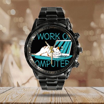 Discover Funny I Work On Computers Coder Software Sloth Programmer Calendar Steel Band Watch