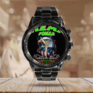 Discover 392 Hemi Power Patriotic Eagle Muscle Car Design Calendar Steel Band Watch