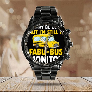 Discover School Bus Monitor And Bus Ride Supervisor 7 Calendar Steel Band Watch