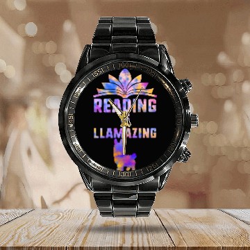 Discover Reading Book Is Llamazing Llama Lover No Probllama Book Lover Librarian Reader Calendar Steel Band Watch