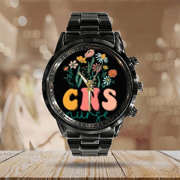 Discover Groovy Wildflower Clinical nurses Supervisor Tees Baseball Tees Calendar Steel Band Watch