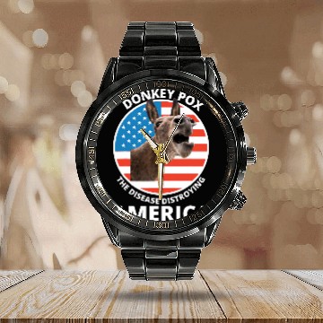 Discover Donkey Pox T  The Disease Destroying America Funny 21 Baseball Tees Calendar Steel Band Watch