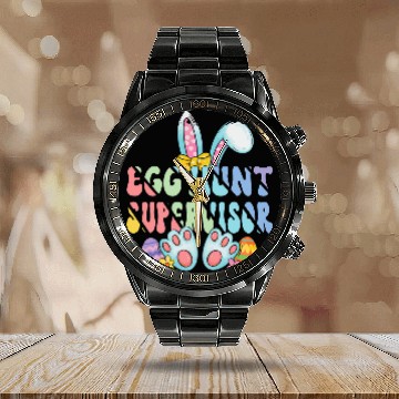 Discover Egg Hunt Supervisor Egg Hunter Matching Easter Rabbit Ears Baseball Tees Calendar Steel Band Watch