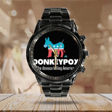 Discover Donkey Pox The Disease Killing America Funny antis Biden Baseball Tees Calendar Steel Band Watch