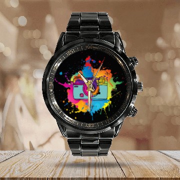 Discover Photography photographer photo camera colourful camera Calendar Steel Band Watch