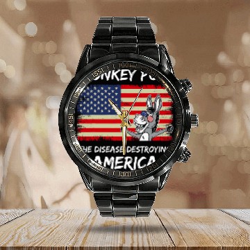 Discover donkey pox  disease destroying america  antis biden 1 Baseball Tees Calendar Steel Band Watch