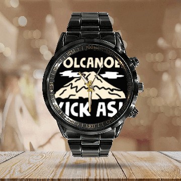 Discover Volcanoes Kick Ash 3 Calendar Steel Band Watch
