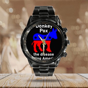 Discover Donkey Pox donkey political funny 2satire Baseball Tees Calendar Steel Band Watch