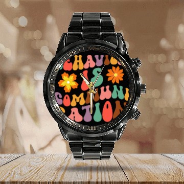 Discover Behavior Is Communication Sped Teacher Autism Awareness Calendar Steel Band Watch