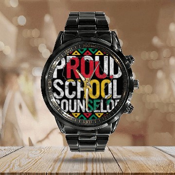 Discover Proud School Counselor Gift Pride Black History Month Pupil 1 Calendar Steel Band Watch