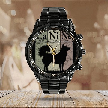 Discover Alaskan Klee Kai Periodic Table Elements Dog Lover 3 Calendar Steel Band Watch