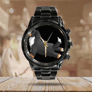Discover Namaste Yoga Bernese Mountain Dog Meditation Calendar Steel Band Watch