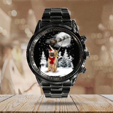 Discover GSD Under Moonlight Snow Christmas Pajama 6 German Shepherd Dog Dog Baseball Tees Calendar Steel Band Watch