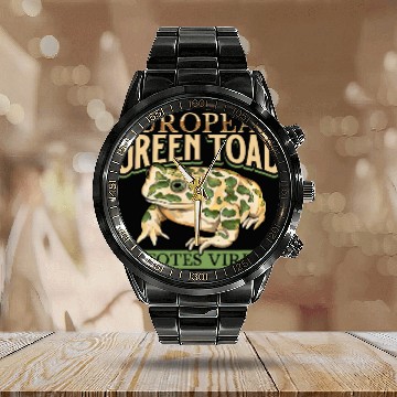 Discover European Green Toad Calendar Steel Band Watch