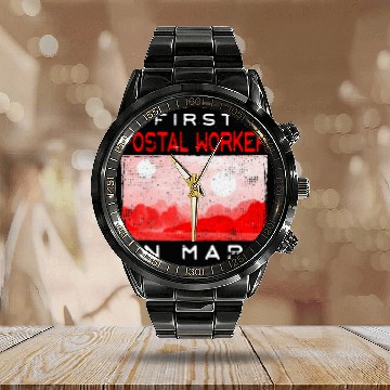 Discover First Postal Worker on Mars Mailman Red Planet 2 Calendar Steel Band Watch