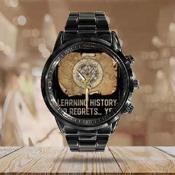 Discover Funny AP World History Learning History Buff Teacher Student Zip Calendar Steel Band Watch