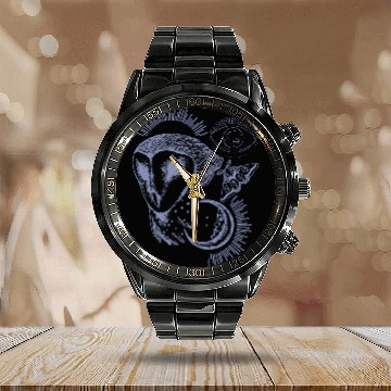 Discover Barn Owl Moon Moth Wicca Esoteric Calendar Steel Band Watch