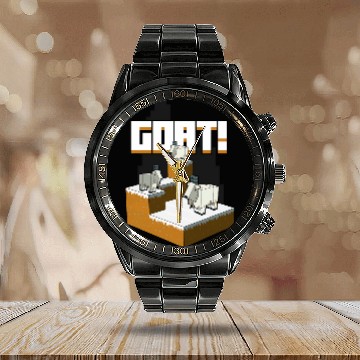 Discover Goats Lover Minecraft Goats Mountaintop Calendar Steel Band Watch