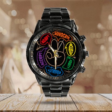 Discover Accept Adapt Advocate Inclusion Equity Equality SPED Teacher Calendar Steel Band Watch