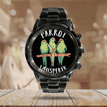 Discover Funny Parrot Whisperer Design Macaw Love Cockatoo Calendar Steel Band Watch