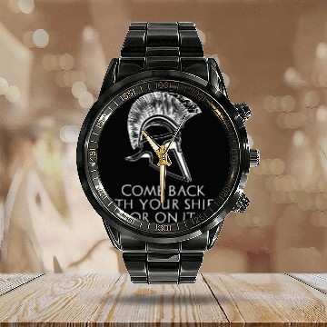 Discover Classical Greek History Laconic Ancient Sparta Quote Calendar Steel Band Watch