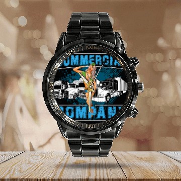 Discover Commercial Company CB Talk Trucker Design Calendar Steel Band Watch